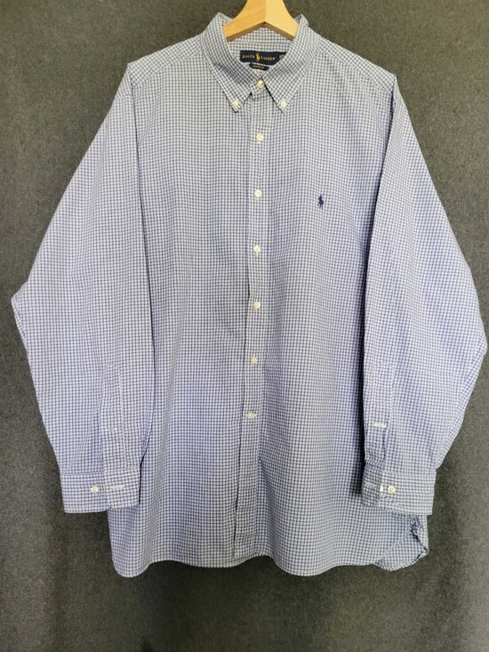 Ralph Lauren Other - Ralph Lauren Classic Fit Blue White Checkered Plaid Buttoned Up Shirt Mens 17.5